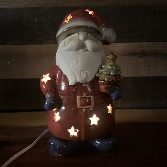 Vintage Christmasville By Ronnie Walter Light Up Santa Porcelain Star Cutouts - Picture 2 of 8